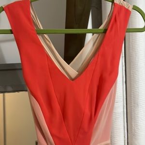 Orange and cream wedding guest dress from Reiss. Size 2